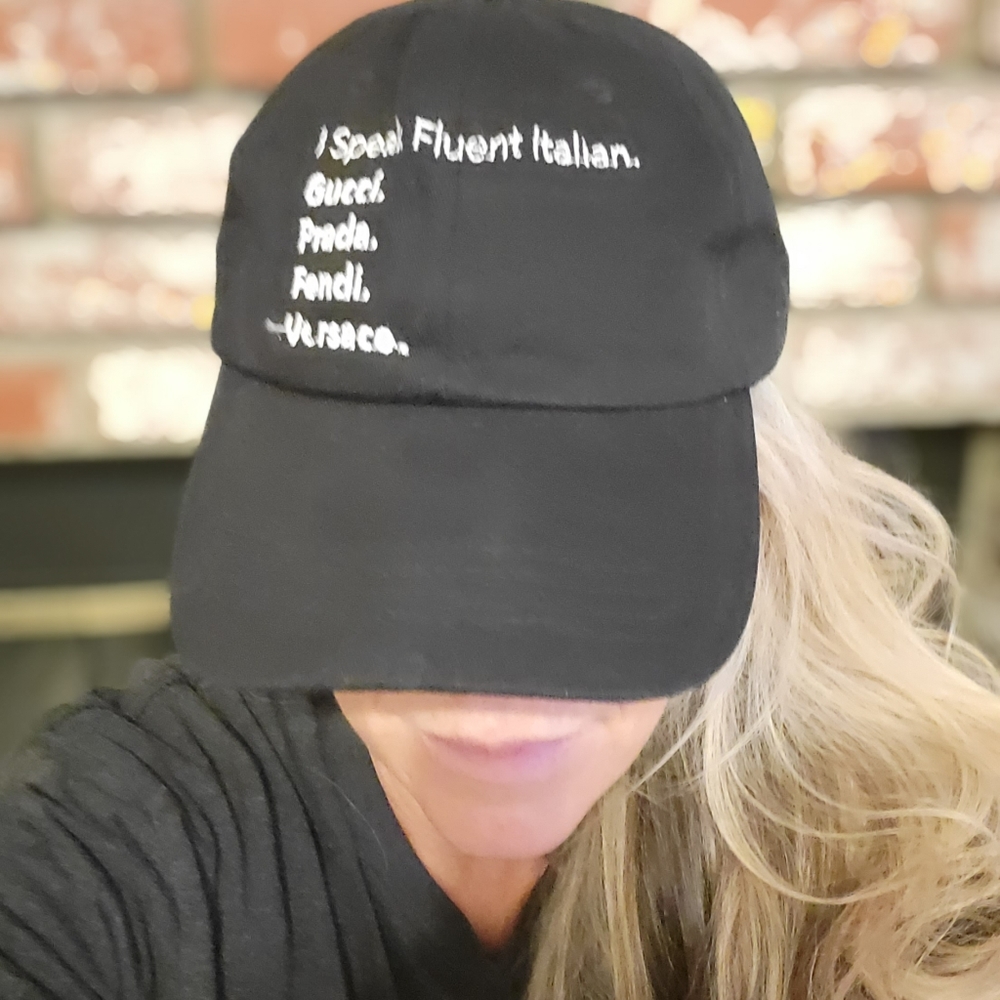 I Speak Fluent Italian - Gucci Prada Fendi Versace black ball cap - Picture 3 of 6